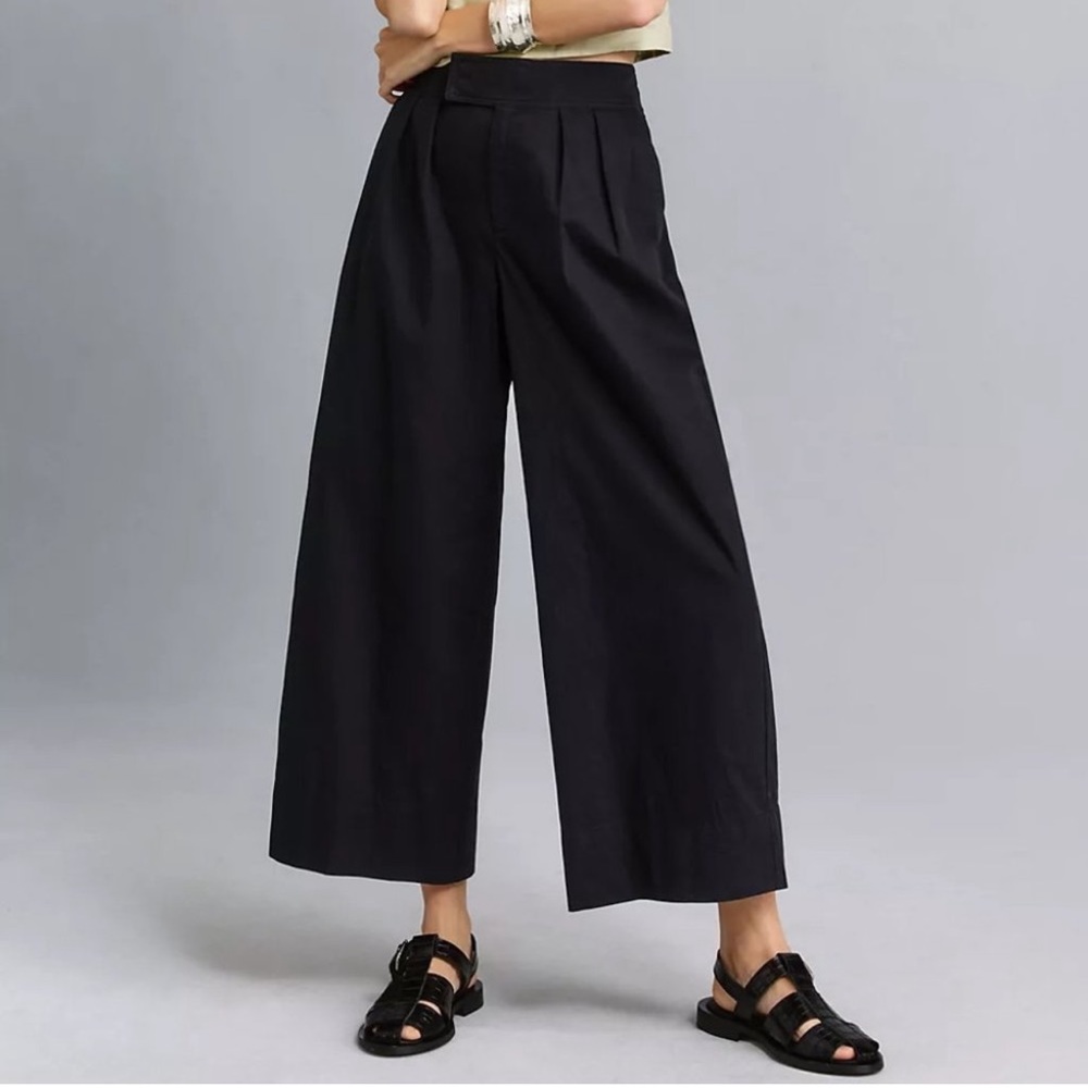 Anthropologie Pleated Poplin Trousers Black Size 4